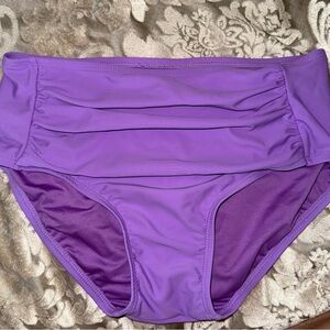 Purple High-Waisted Bikini with Ruched Detailing Size M